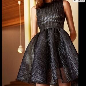 Maje Womens Size 1 Small Rider Argent Black Metallic Fit & Flare Mini Dress